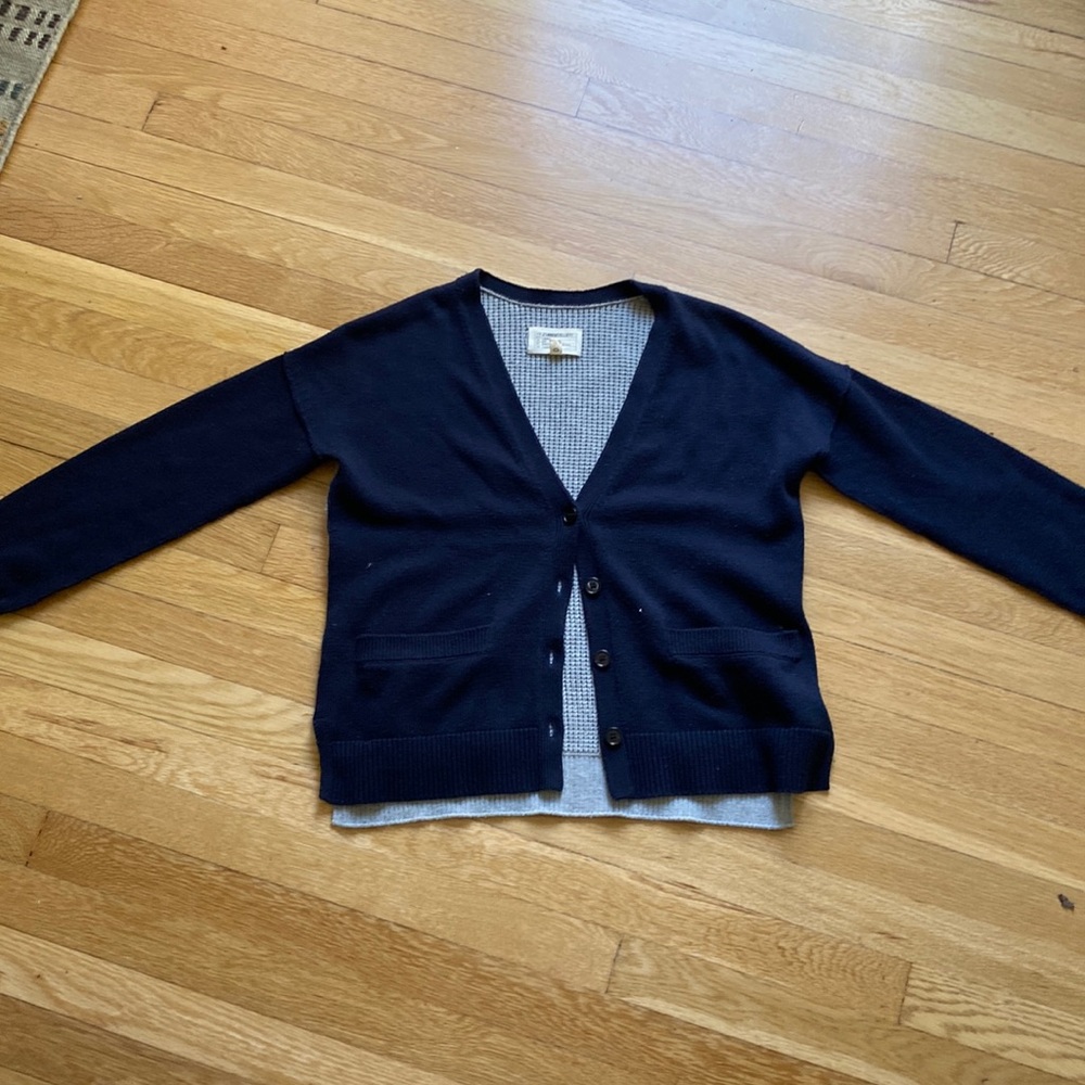 Current/Elliot block navy and grey cardigan.